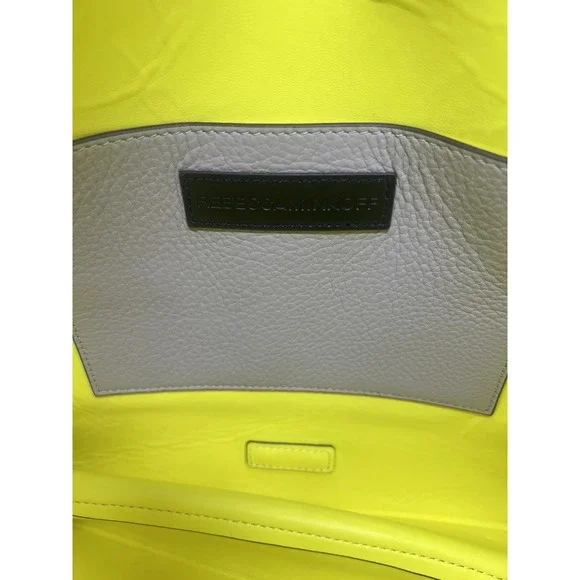 Rebecca Minkoff  Panama Leather Tote Bag Grey / Lime Inner $295 EUC - Picture 12 of 14